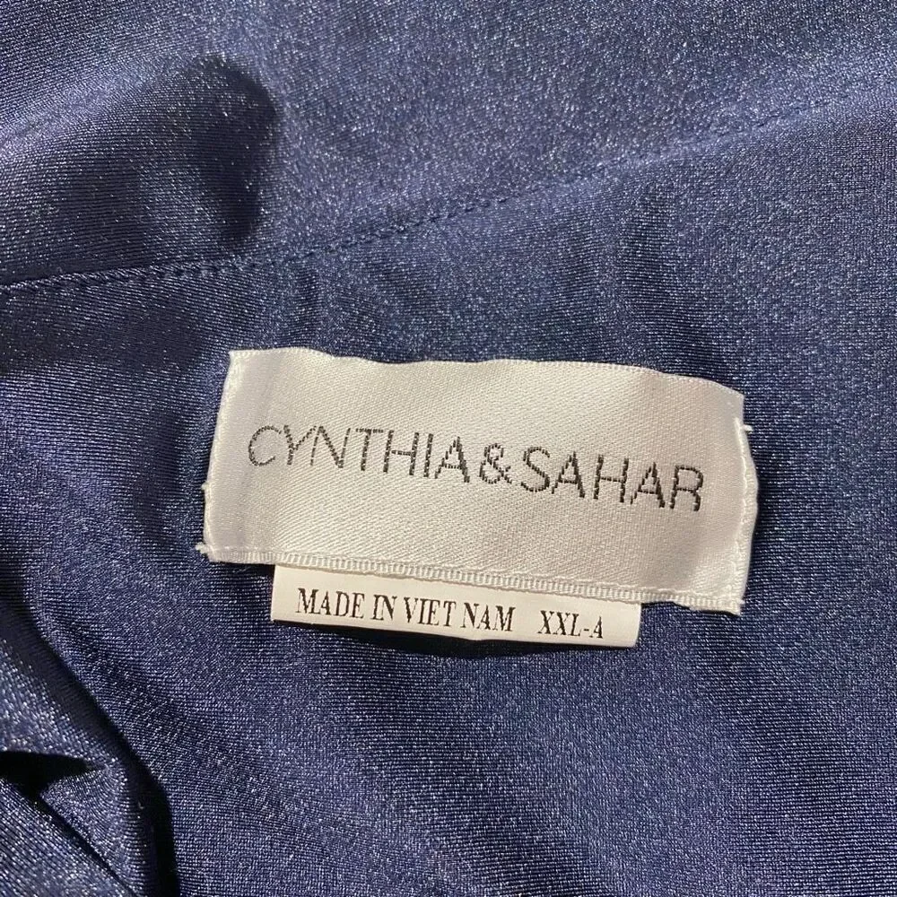 Cynthia & Sahar Luz Luxe Satin Stretch Formal Gown in Midnight Navy Size XXL-A